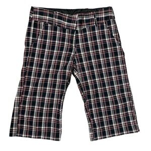 Juniors Girls Capri Pants Peddle Pushers Y2K Crop Plaid Black Red White Size 5